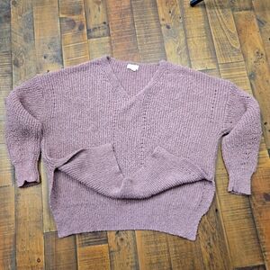 Debut Cropped Oversized Long Sleeve Pink Knit Sweater Size Small